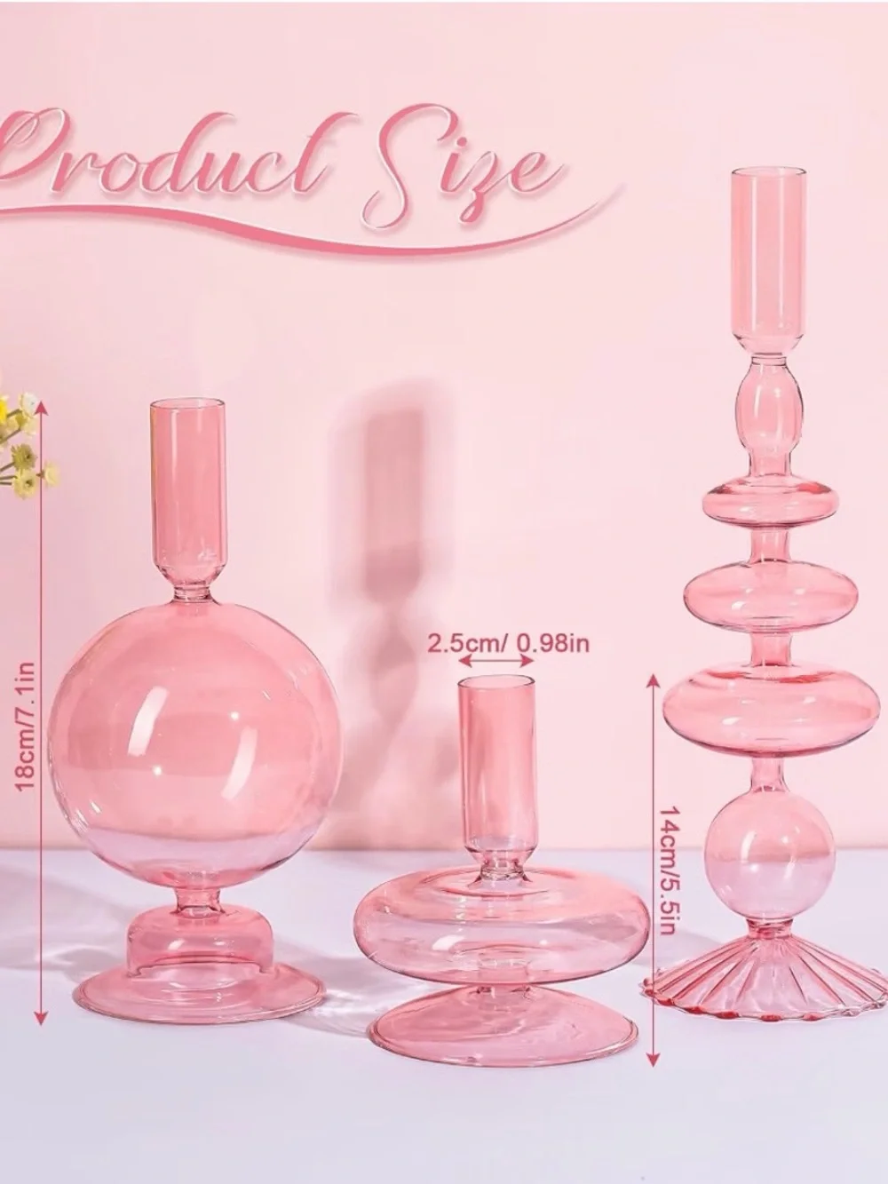 Wavy Taper Glass Candle Holders 3-Piece Set